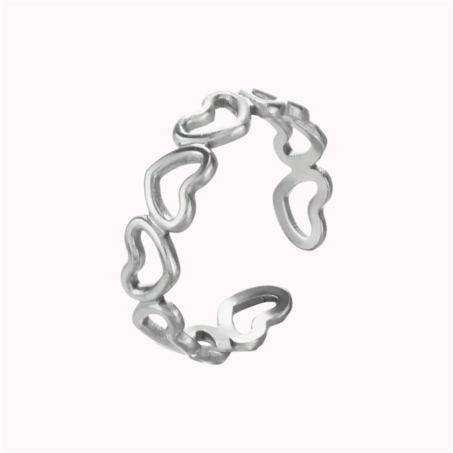 Gouden ring met hartjes design (verstelbaar) RVS