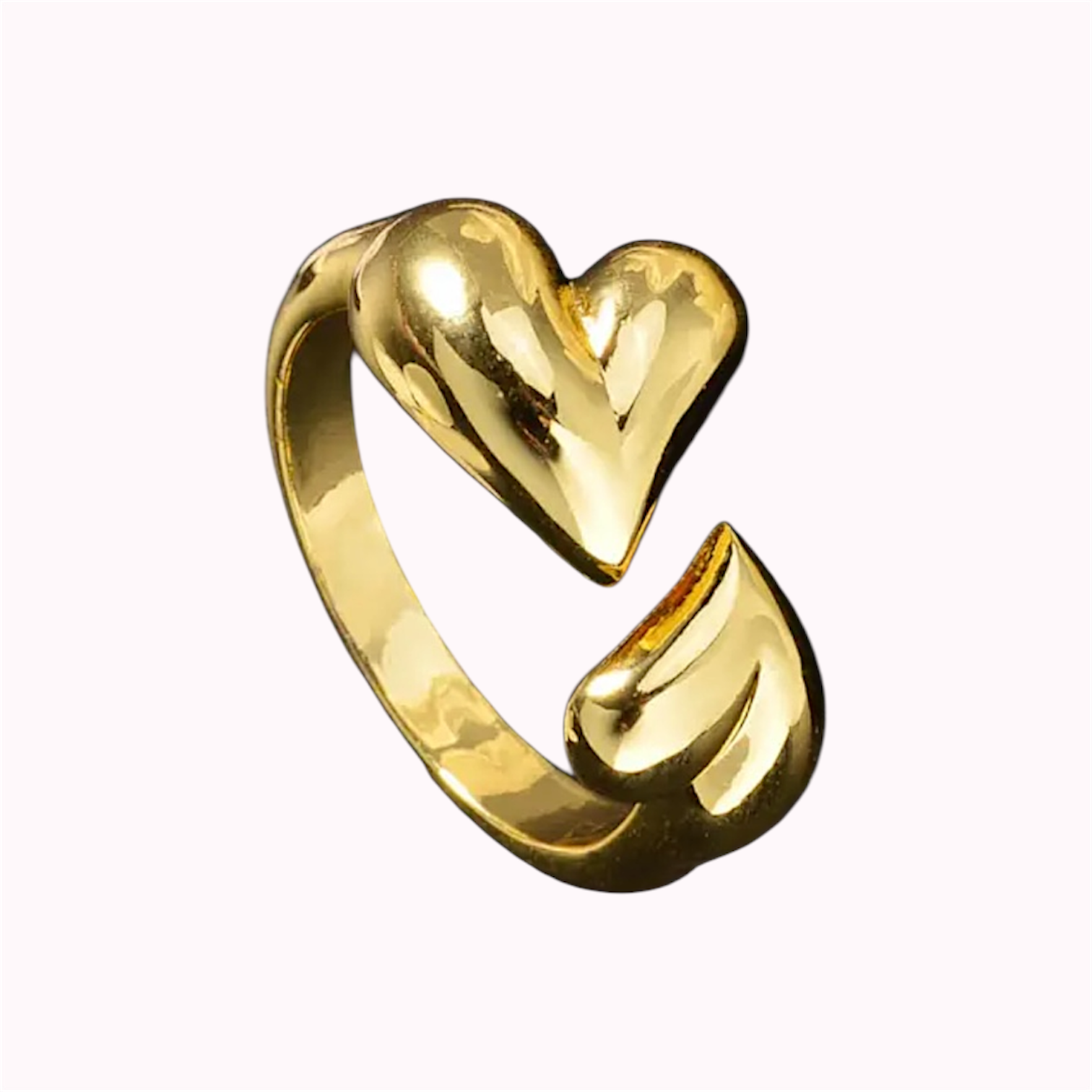 Gouden hartjes ring verstelbaar RVS