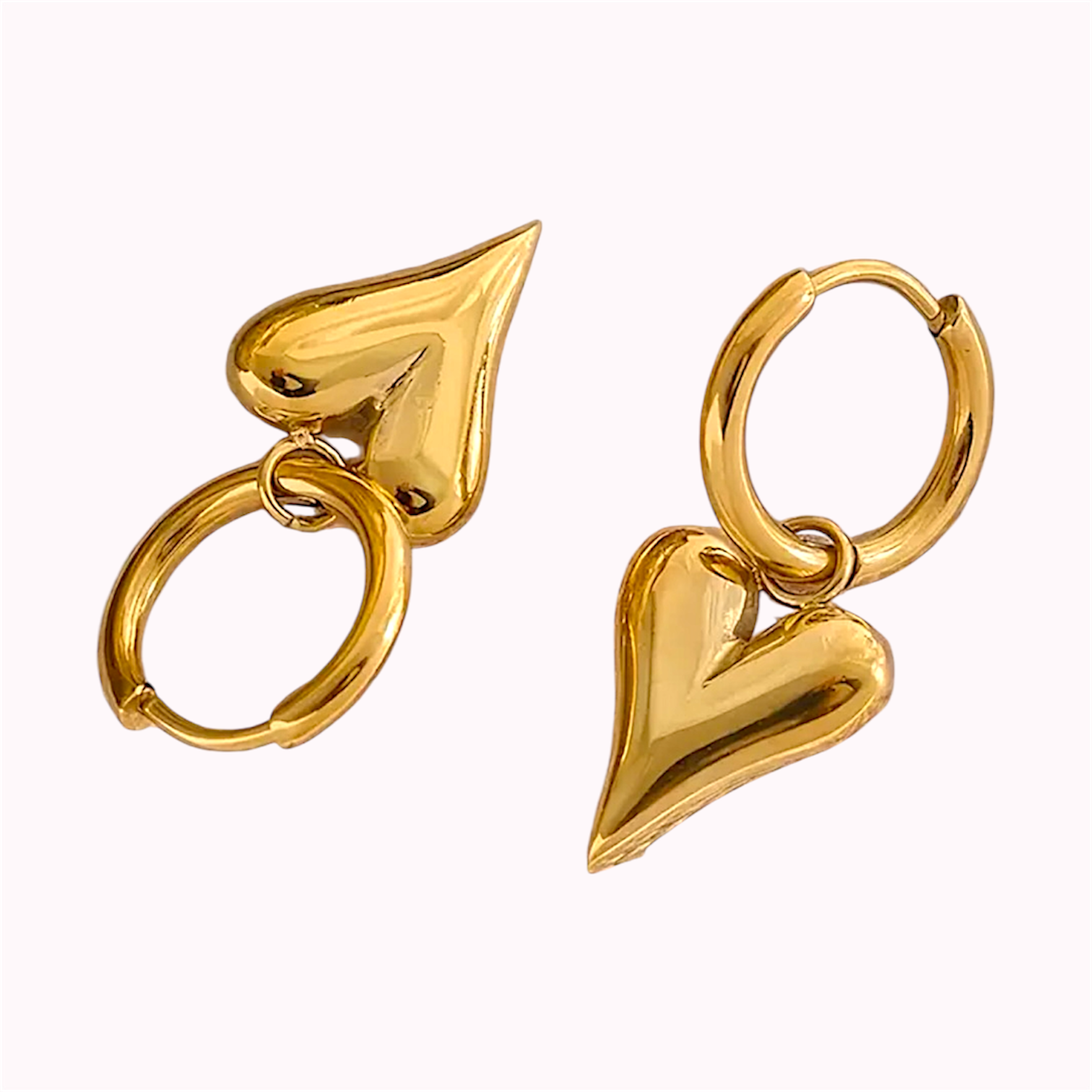 Gouden hartjes oorbellen RVS